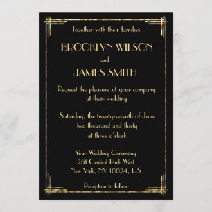 Invitation Gold Foil Great Gatsby Art Déco Wedding Invite