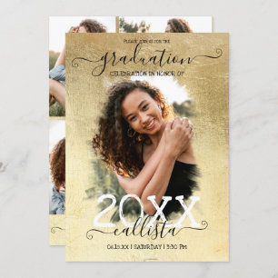 Invitation Gold Foil Halo Photo Collage Graduation