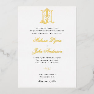 Invitation Gold Foil JM Monogramme ou MJ Monogramm