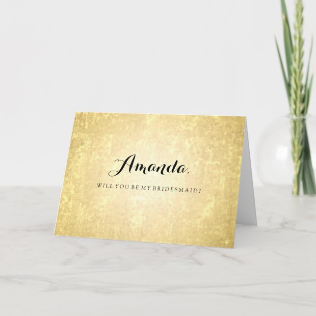 Invitation Gold Foil Look Stars Confetti Be My Bridesmaid (Devant)