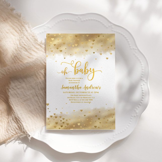 Invitation Gold Foil Oh Baby shower (Créateur téléchargé)