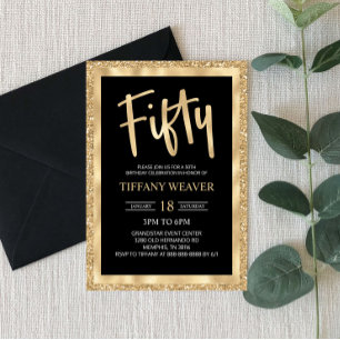 Invitation Gold Foil Parties scintillant Cinquante 50e annive