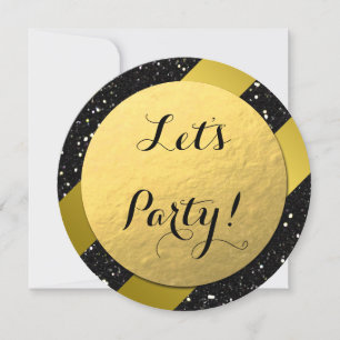 Invitation Gold Foil, Parties scintillant d'or Black Elegant