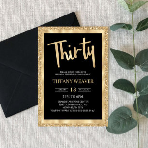 Invitation Gold Foil Parties scintillant Trente 30e anniversa