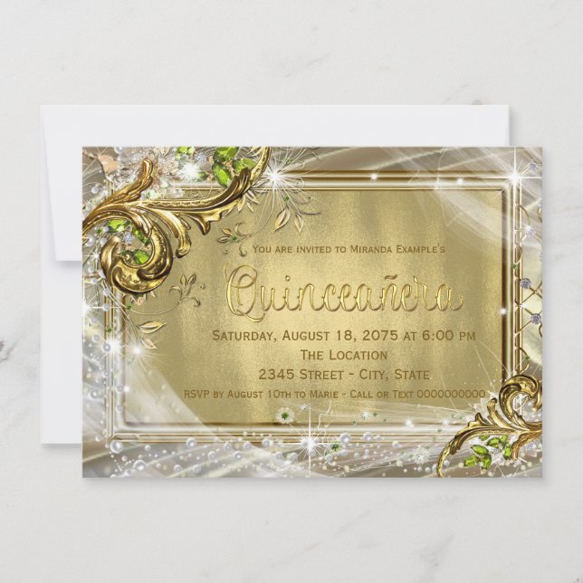 Invitation Gold Foil Quinceañera (Devant)