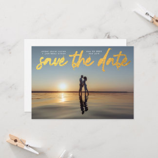 Invitation Gold Foil Script QR code Enregistrer la date