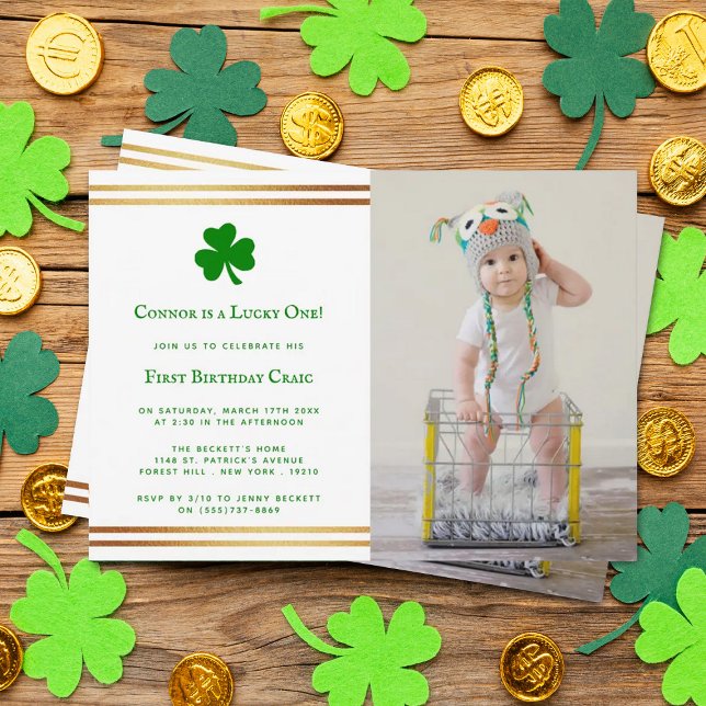 Invitation Gold Foil St. Patrick's Day 1er anniversaire (Créateur téléchargé)