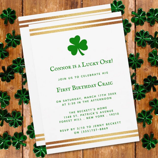 Invitation Gold Foil St. Patrick's Day 1er anniversaire (Créateur téléchargé)