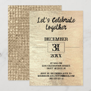 Invitation Gold Foil Texture fête du Nouvel An