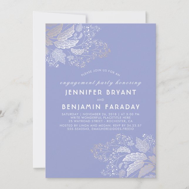 Invitation Gold Folift Lavender Purple Engagement Party (Devant)