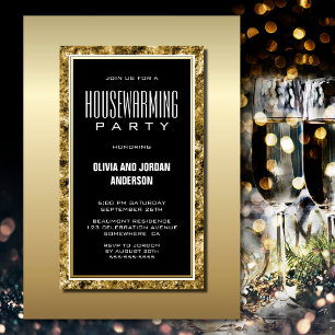 Invitation Gold Frame Black House Party