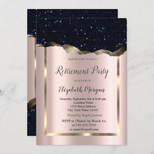 Invitation Gold Frame, Black Parties scintillant Rose Gold Re