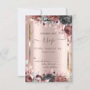 Invitation Gold Frame Chic Roses 16 RSVP