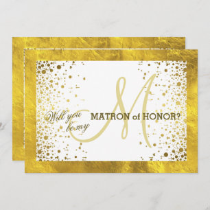 Invitation Gold Frame Confetti Serez-vous mon chef d'honneur