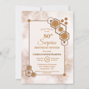 Invitation Gold Frame Marble Surprise Dîner d'anniversaire 80