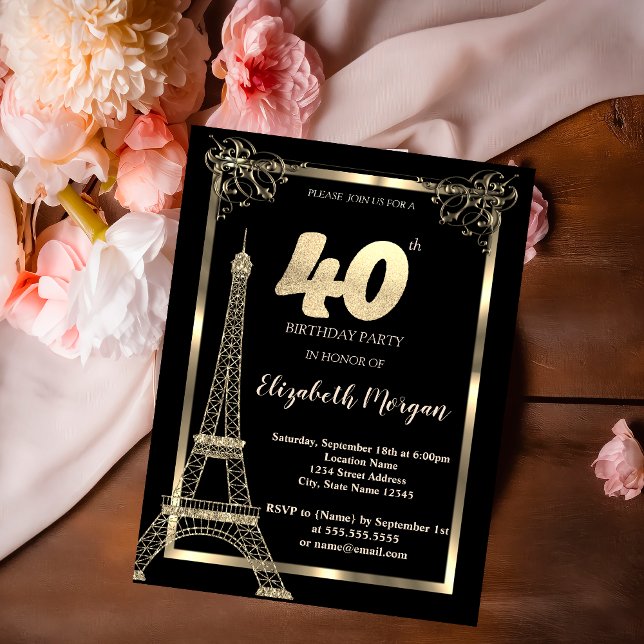 Invitation Gold Frame, Tour Eiffel 40e anniversaire (Créateur téléchargé)