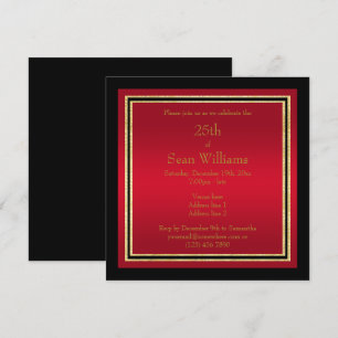 Invitation Gold Frames Red & Black Man's Birthday
