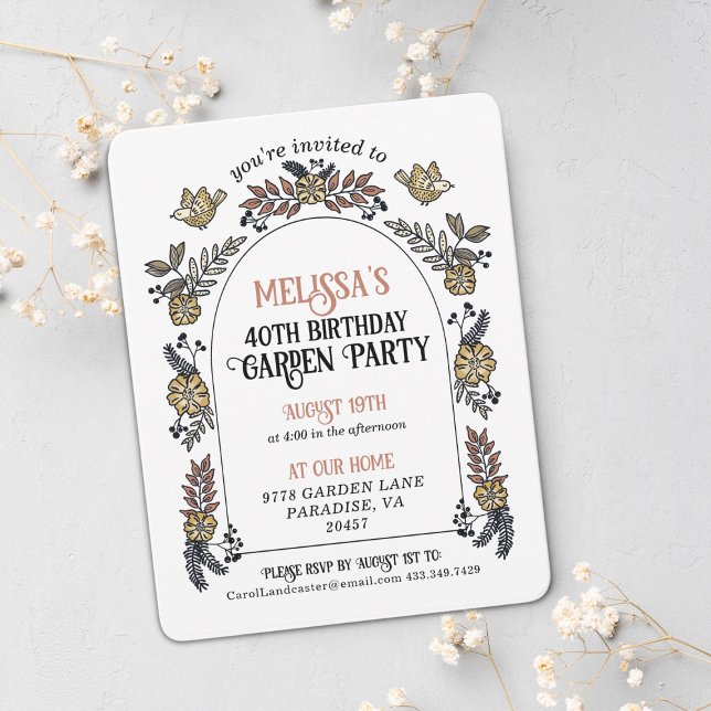 Invitation Gold Garden Party 40e anniversaire (Créateur téléchargé)