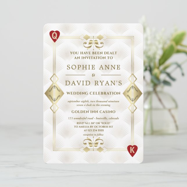 Invitation Gold Gatsby Casino Royale Vegas Mariage de poker (Debout devant)
