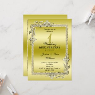 Invitation Gold Gem & Parties scintillant 1er anniversaire Ma
