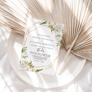 Invitation Gold Geometric Peony Floral Spanish Wedding