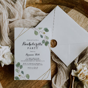 Invitation Gold Géométrique Calligraphie Bachelorette