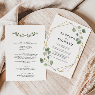 Invitation Gold Géométrique Vert Mariage officiel arrière et