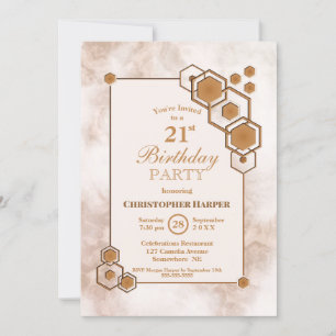 Invitation Gold Geometry 21e fête d'anniversaire