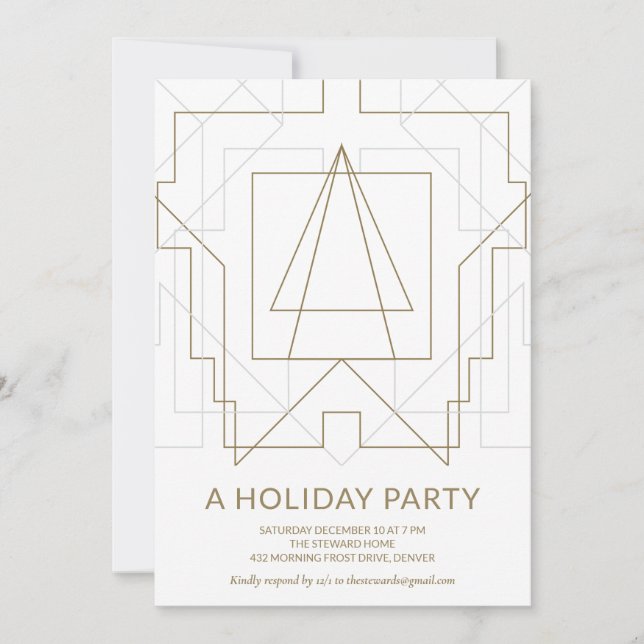 Invitation Gold Geometry Holiday Party (Devant)
