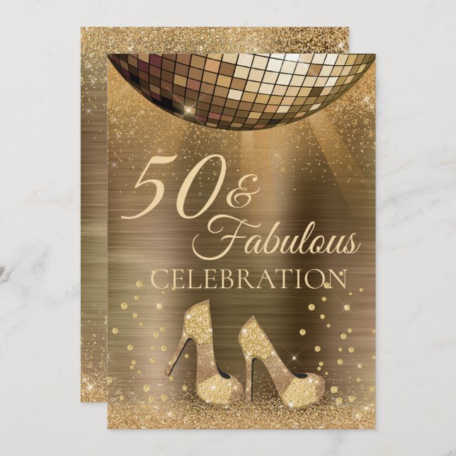 Invitation Gold Glam 50 et Fabulous Disco Ball Chocolate (Devant / Derrière)