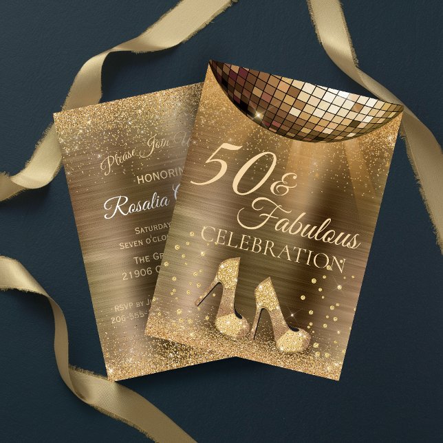 Invitation Gold Glam 50 et Fabulous Disco Ball Chocolate (Gold Glam 50 and Fabulous Disco Ball Chocolate Invitation)