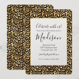 Invitation Gold Glam Black Leopard