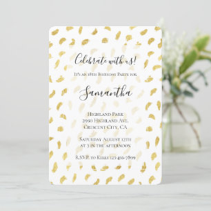Invitation Gold Glam Blanc Abstrait Anniversaire