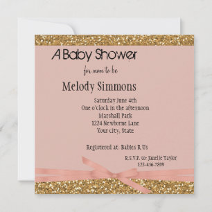 Invitation Gold Glam Faux Parties scintillant Clay rose