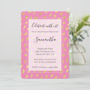 Invitation Gold Glam Girly rose Abstrait anniversaire