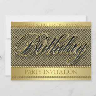 Invitation Gold Glam Organic Batik Anniversaire Fête Invitati