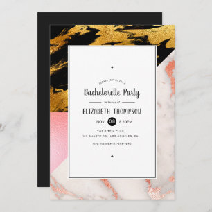Invitation Gold Glam Parties scintillant Marbre Bachelorette 