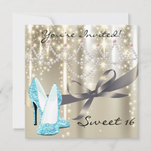 Invitation Gold Glimmer Blue Parties scintillant Chaussures S