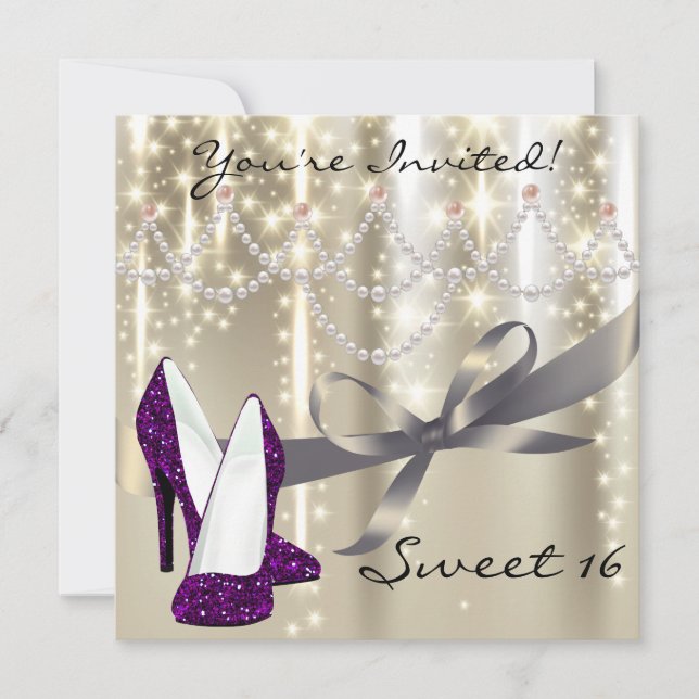 Invitation Gold Glimmer Purple Parties scintillant Chaussures (Devant)