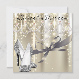 Invitation Gold Glimmer Silver Chaussures Sweet sixteen
