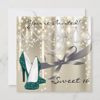 Invitation Gold Glimmer Turquoise Parties scintillant Chaussu