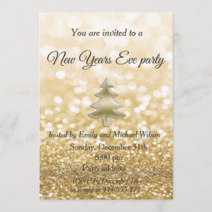 Invitation Gold Glittery New Years eve party