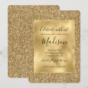 Invitation Gold Glitz Parties scintillant élégante