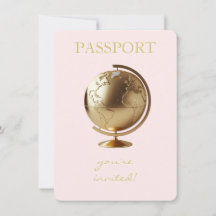 Gold Globe Passport Travel Baby Shower