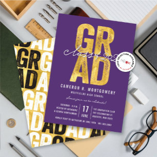 Invitation Gold GRAD Class of 2024 Stylish Graduation Party