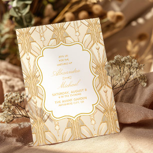 Invitation Gold Great White Art Déco Mariage des années 1920