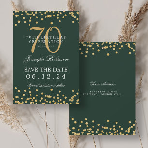 Invitation Gold Green 70e anniversaire Date de sauvegarde Con