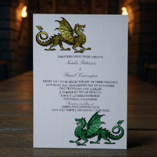Invitation Gold Green Dragon Wedding