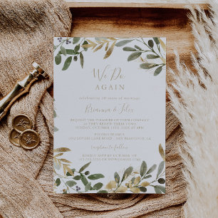 Invitation Gold Green Fall Nous Reprenons Vow Renewal