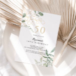 Invitation Gold Green Foliage 50e fête d'anniversaire<br><div class="desc">Cette invitation à la fête du 50e anniversaire de verdure dorée est parfaite pour une fête d'anniversaire rustique. Cette conception artistique présente une aquarelle dessinée à la main or et feuillage vert,  inspirant la beauté naturelle.</div>